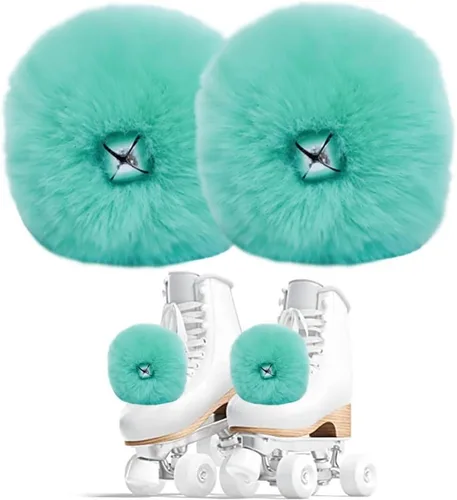 Miniatura 12 de 2 pompones para patinaje sobre ruedas para mujeres y niñas, de princesa, para patinaje sobre hielo, bolas de pompón con cascabeles peludos para Rosa