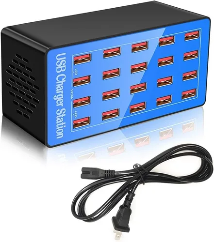 Miniatura 9 de MaxLax Estación de carga USB de 20 puertos, 100 W/20 A, compatible con teléfonos inteligentes, tabletas y otros dispositivos USB