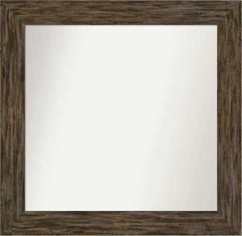 Miniatura 124 de Amanti Art Espejo personalizado, espejo de baño marrón Fencepost, espejo de pared o espejo de tocador de baño sobre el fregadero (27 x 27 pulgadas)