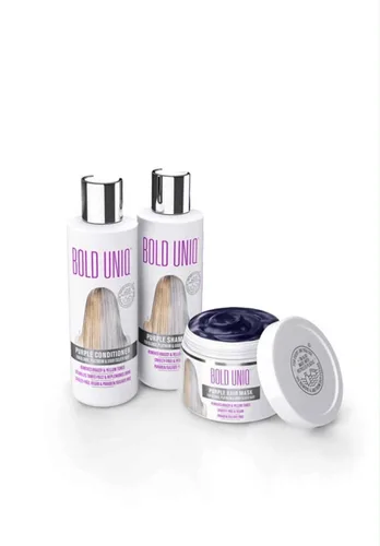 Miniatura 8 de Bold Uniq Champú morado – Elimina los tonos amarillos y acondiciona el cabello dañado – Para cabello rubio, plateado o gris – Sin parabenos ni