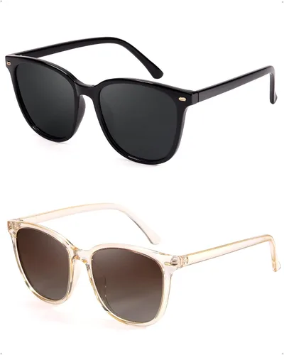 Miniatura 37 de FIMILU Paquete de 2 lentes de sol polarizados para mujer, lentes de protección UV400, montura grande, lentes de moda, elegantes