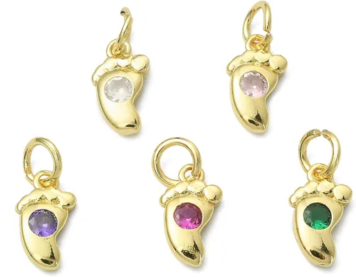 Miniatura 7 de LiQunSweet 20 piezas de micro pavé de circonitas cúbicas para bebé, diseño de huellas, para hacer joyas de ducha