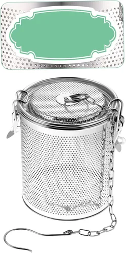 Miniatura 3 de Yardwe Cesta guisada de acero inoxidable, colador de cocina para condimentos, infusor de especias con gancho de cadena larga, ideal para sopas