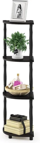 Miniatura 11 de Furinno TURN-N-TUBE - Estantería esquinera de 4 niveles, estantería de esquina para libros, estanterías de exhibición y almacenamiento con estantes