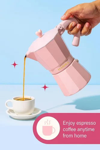 Miniatura 3 de HARIRA Cafetera de 9 tazas de café de estilo italiano y cubano, cafetera de aluminio duradera con mango ergonómico, rica infusión aromática