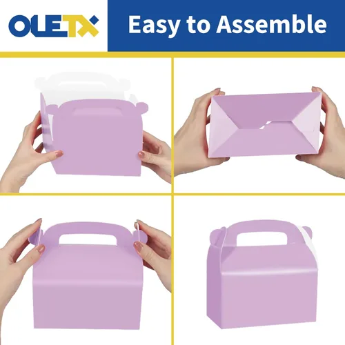 Miniatura 3 de Paquete de 30 cajas de regalo de fiesta moradas, cajas de golosinas, cajas de regalo de papel con asas. Perfecto para suministros de decoración