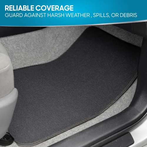 Miniatura 5 de Juego premium de 4 piezas de alfombrillas de suelo de coche con almohadilla de seguridad de vinilo para coche, camión, SUV, cupé sedán, negro Carbón