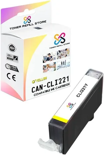 Toner Refill Store™ Cartucho de tinta amarillo compatible con Canon CLI-221 / CLI-221Y para Canon PIXMA iP3600, iP4600, iP4700, MP560, MP620,