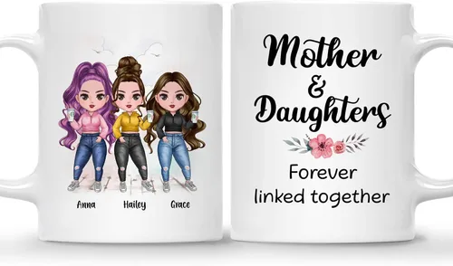 Miniatura 19 de Gossby Taza personalizada para madre y 1 hija, como madre como hija, regalos para madre, mejores tazas de café para madre, taza personalizada