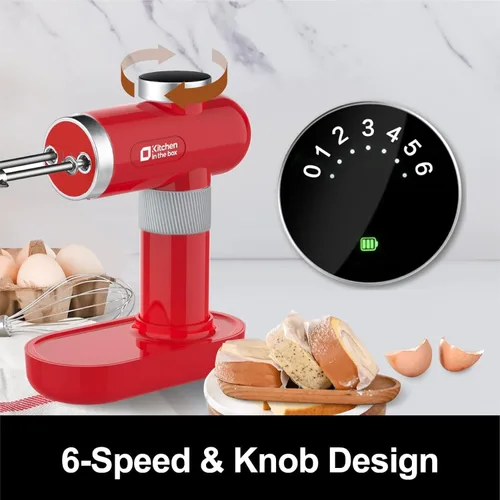 Miniatura 4 de Kitchen in the box Mezclador de mano recargable inalámbrico para cocina, mezclador eléctrico de mano portátil con batidor, batidor de globo