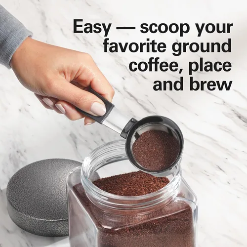 Miniatura 2 de Hamilton Beach The Scoop - Cafetera de una sola porción y cafetera de molido rápido para tazas de 8-14 onzas, se prepara en minutos, depósito