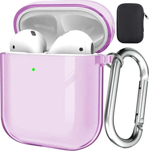 Miniatura 26 de Valkit - Funda transparente protectora para estuche de AirPods, con llavero, poliuretano termoplástico suave, a prueba de golpes, compatible
