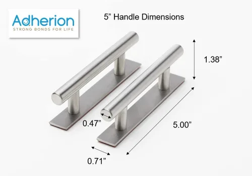 Miniatura 6 de Manijas adhesivas para gabinete de 5" Sin perforación, se pega en cajones, puertas, armarios, ventanas Adhesivo 3M Pack de 2 manijas de metal