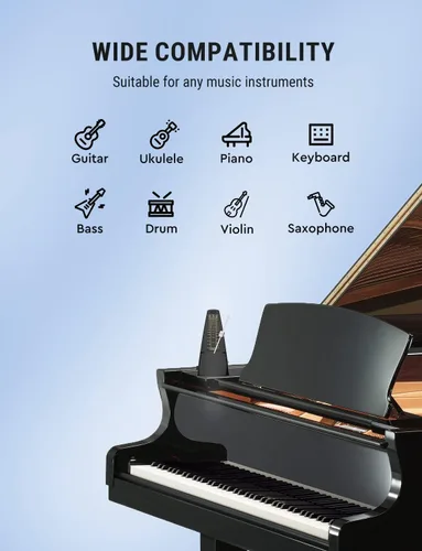 Miniatura 6 de Metrónomo mecánico M1 para piano, guitarra, bajo, ukelele, tambor, violín, saxofón, trompeta y otros instrumentos musicales, ritmo y ritmo de pista