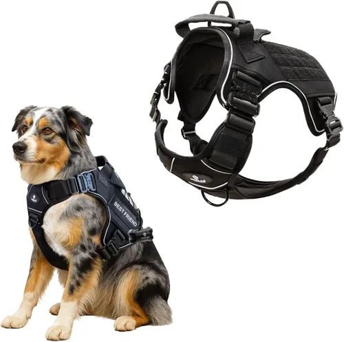 Chaleco para perro de servicio sin tirones para perro de tamaño mediano con 4 hebillas de metal y doble costura, chaleco reflectante sin tirones,