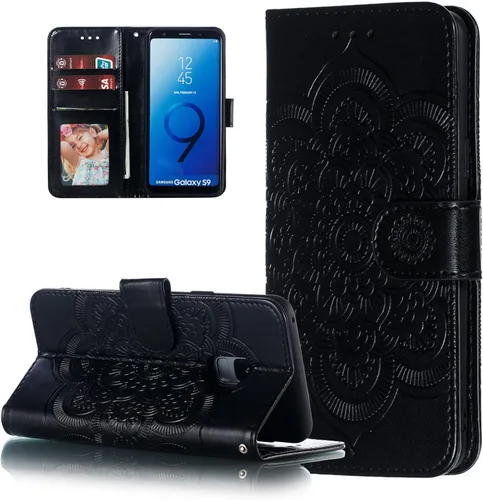 Miniatura 14 de EYZUTAK Funda de cuero con diseño de mandala para Samsung Galaxy S8, con tapa y ranuras para tarjetas, soporte magnético, funda protectora ultra