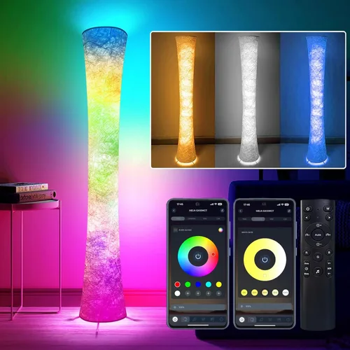 Miniatura 8 de WORLD WIN Lámpara de pie, lámpara de esquina LED RGB inteligente de 61'' con sincronización de música y 16 millones de colores DIY, 3 temperaturas