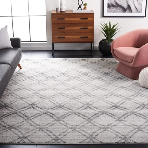 Miniatura 15 de SAFAVIEH Adirondack Collection - Alfombra decorativa, 2 pies 6 pulgadas x 4 pies, color plateado y carbón, diseño moderno de enrejado, no desprende