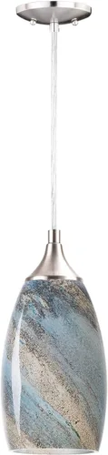 Miniatura 4 de COOSA Lámpara colgante de 1 luz, lámpara colgante de vidrio artística hecha a mano para isla de cocina, acabado de níquel cepillado con accesorio