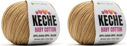 Miniatura 112 de Keche Hilo de algodón, 60% algodón, 40% hilo acrílico, hilo de algodón suave para crochet y tejer, hilo amigurumi, 1 madeja/bola, 1.76 onzas (50g)