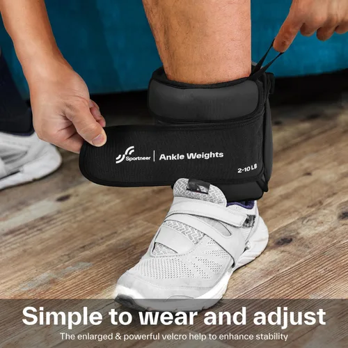 Miniatura 2 de Sportneer 20 libras/par de pesas de tobillo ajustables para mujeres y hombres, peso de pierna modularizado para yoga, caminar, correr, aeróbicos