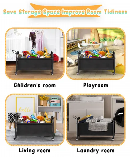 Miniatura 7 de Caja grande de juguetes para niños de 80 litros con ruedas, organizador de almacenamiento de baúl de juguetes para niños pequeños, niños, niñas