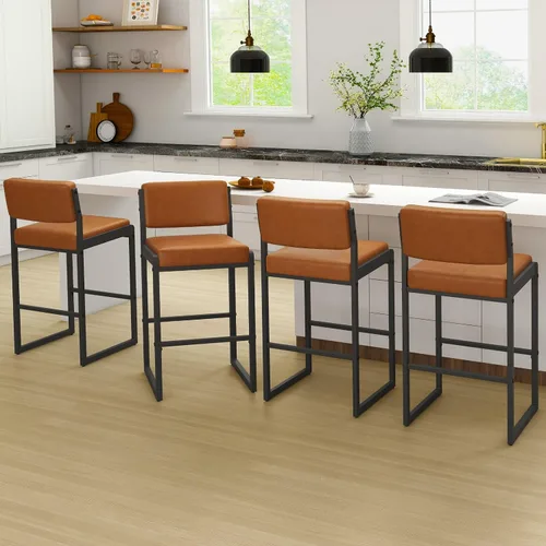 Miniatura 67 de SAECKBERG Taburetes de bar modernos de altura de mostrador, sillas de barra de 26 pulgadas de altura con respaldo, taburetes tapizados, taburetes