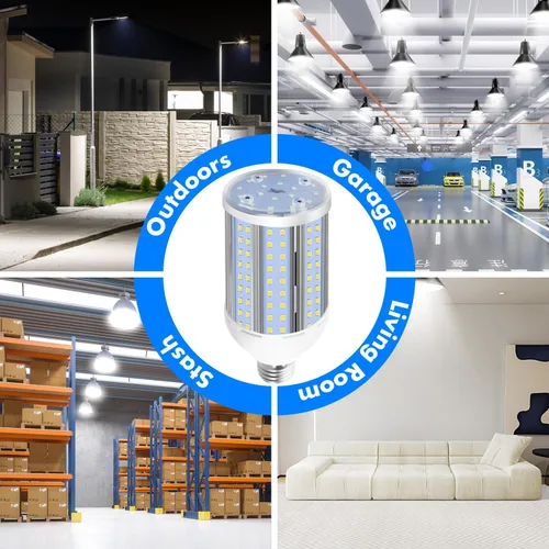 Miniatura 7 de HJFF Bombilla LED equivalente a 500 W, 8750 lúmenes, 60 W, 6000 K, luz blanca fría E26/E27, base media, bombilla de maíz para exteriores