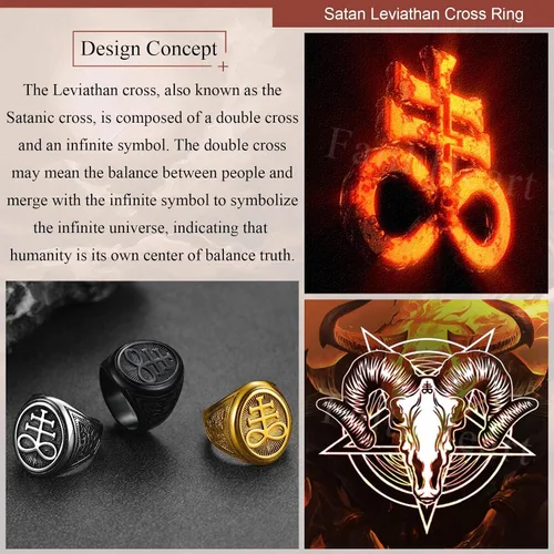 Miniatura 5 de FaithHeart Anillo de cabra baphomet de joyería satánica, sigilo de Lucifer, símbolo de Satanás, para hombres y mujeres, tamaño 7891011121314