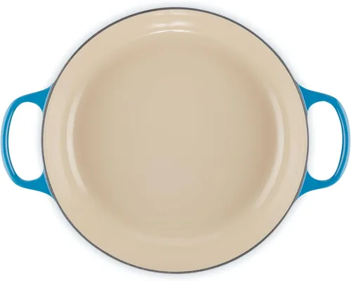 Miniatura 3 de Le Creuset Olive Branch Collection Signature Braiser de hierro fundido esmaltado, 3.5 cuartos de galón, Marsella con tapa en relieve Marseille