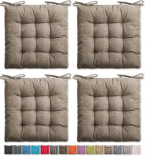 Miniatura 12 de SQUARE MOON Paquete de 4 cojines para silla, cojines de asiento, almohadillas para silla, tapete para silla de interior y exterior, sillas de Beige