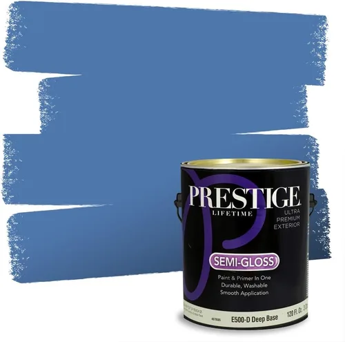 Miniatura 25 de Prestige Paints. - Base y pintura para exteriores en un solo galón, 1 galón. plano, comparable con Sherwin Williams Topsail. SW159-azul hechizante.