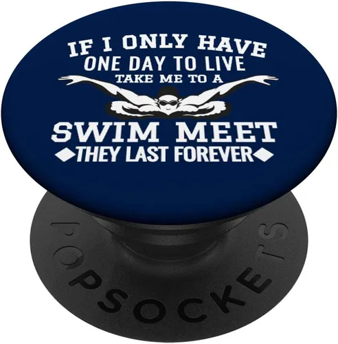 Natación para amante de la niña, diseño de amante de la natación, color azul y blanco, para cumpleaños, PopSockets, agarre y soporte para teléfonos