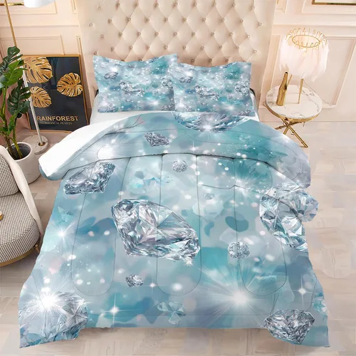 Miniatura 11 de Blue Wavy Stripes Comforter Set Twin Size 3D Optical Illusion Ocean Wave Bedding Set with 1 Pillowcase & 1 Comforter, Soft Geometric Blue White Bed