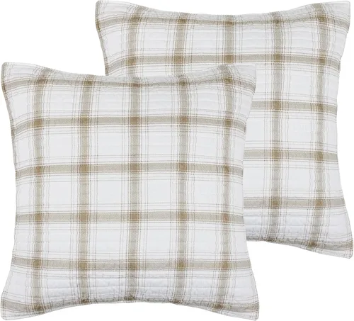 Miniatura 9 de Levtex Home - Funda estándar acolchada a cuadros Spencer (26 x 20 pulgadas) - Tartán de Navidad - Rojo, verde, blanco, azul, dorado - Sin relleno