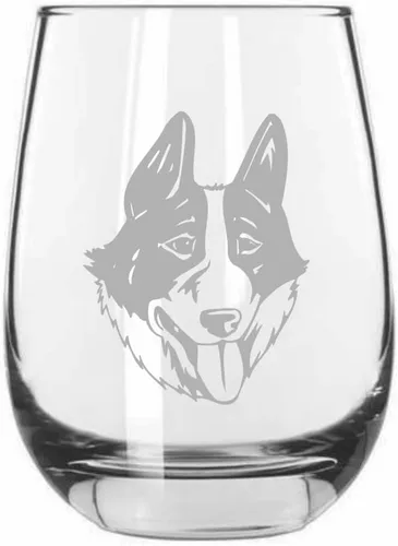 Miniatura 76 de Sakhalin Husky Dog - Copa de vino grabada personalizada de 15.25 onzas sin tallo
