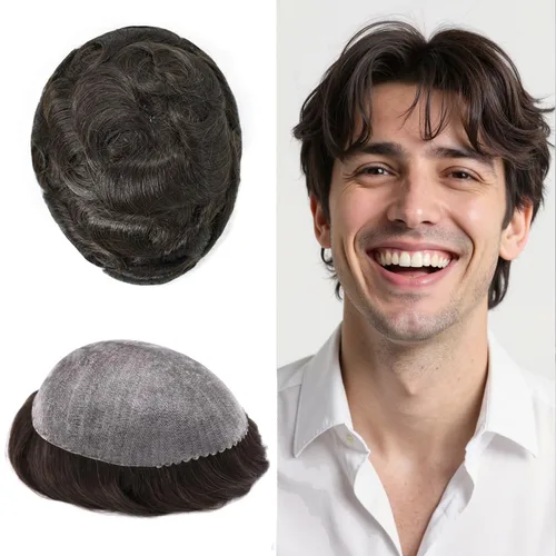 Miniatura 131 de Toupee for Men Hair Piece Real Human Hair Full Poly Skin Mens Toupee Mens Hair System Injected PU Hair System Invisible Hairpiece for