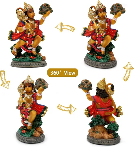 Miniatura 3 de alikiki Estatua hindú de Dios volador Hanuman – 5.3 pulgadas de alto, Lord Hanuman, regalo indio perfecto para Diwali, Navratri, Dussehra