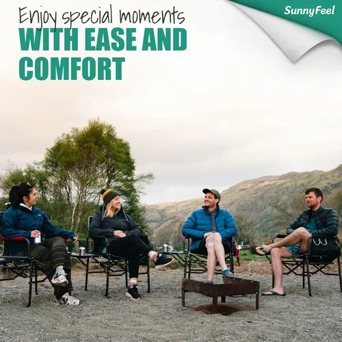 Miniatura 5 de SUNNYFEEL Silla de Camping para Directores, Silla Plegable Portátil de Gran Tamaño y Resistente con Mesa Lateral, Bolsillo para Playa, Pesca, Viaje