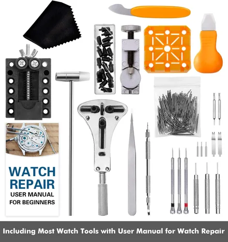 Miniatura 2 de Anezus - Kit de reparación de reloj, kit de herramientas de reloj de 187 piezas con herramientas de extracción de pasadores de eslabones de reloj