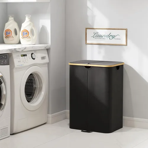 Miniatura 9 de Lifewit - Cesto de lavandería doble de 150L con tapa, canastas grandes para la ropa con bolsas extraíbles, 2 secciones, cestos estéticos
