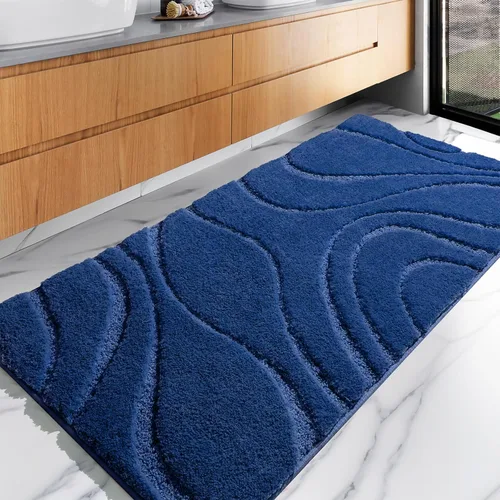 Miniatura 26 de DEXDE Alfombras de baño de 24 x 60 pulgadas, ultra suaves y absorbentes de agua, antideslizantes, de secado rápido, lavables a máquina, tapetes Negro