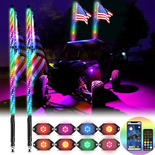 Miniatura 4 de OHMU Kit de 2 luces LED de látigo de 3 pies y luces de roca de 3ª