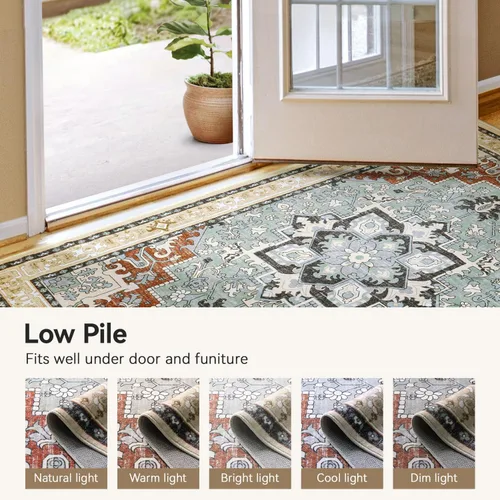 Miniatura 7 de Lofus - Tapete de 6 x 9 pies, lavable, diseño floral, para sala, dormitorio, oficina y comedor, antideslizante, bohemio vintage, suave, de pelo