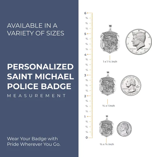 Miniatura 3 de PicturesOnGoldcom Saint Michael - Insignia de policía personalizada con número de departamento e insignia en oro amarillo sólido de 10 quilates oro