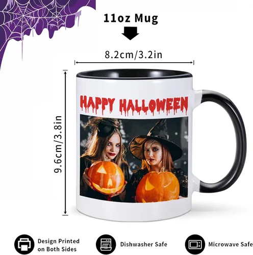 Miniatura 3 de Taza de café personalizada de Halloween, con foto e imagen, logotipo, texto, regalos personalizados para Halloween, Navidad, cumpleaños, novio