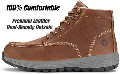 Miniatura 9 de SUREWAY Men's Lightweight Casual Soft Toe Work Boot - Moc Toe, Men's Construction Industry Safety Wedge Work Boot/Shoe - Black, Comfort Insole