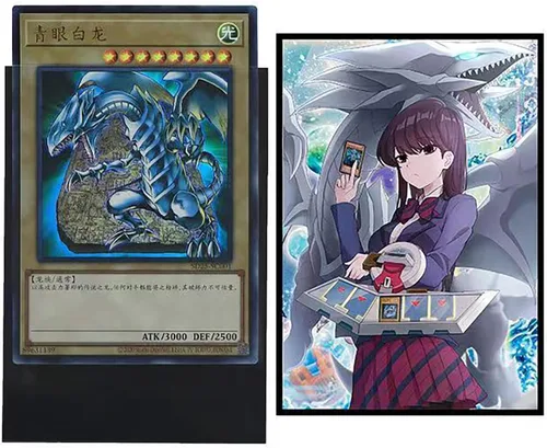 Miniatura 4 de 50 unidades de fundas para cartas coleccionables holográficas con carga superior (Ojo Blanco de Dragón Azul) Protector de mazo para cartas