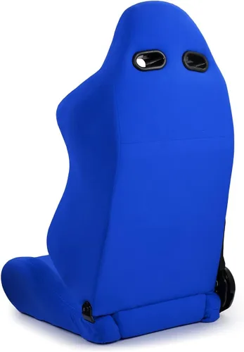 Miniatura 4 de Par de asientos de carreras reclinables clásicos universales de tela azul liso