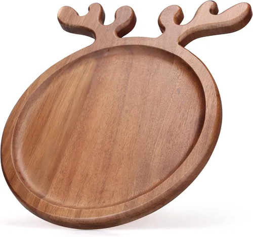 Miniatura 3 de Platos de cocina de Navidad de madera de acacia para decorar la cena Plato de madera para queso de Navidad Bandeja de charcutería de Navidad